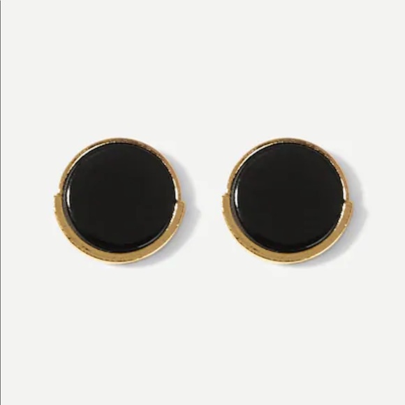 LAST SET Black + Gold Minimalist Stud Earrings - Picture 3 of 4